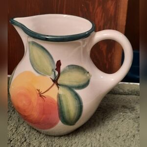 Vintage Pizzato Hand Painted in Italy Pitcher with Fruit 7" Tall